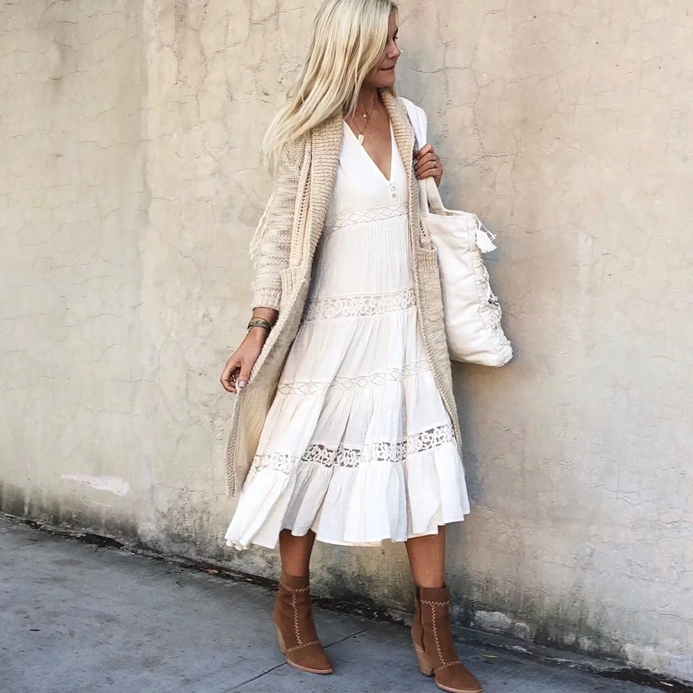 Spell Doe Eyed Midi Dress in Cream - Picture 4 of 16